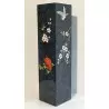 Porte parapluie chinois en bois laque noire motif fleurs et oiseaux