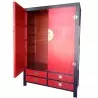 Armoire chinoise en orme couleur rouge et noire