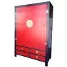 Armoire chinoise en orme couleur rouge et noire