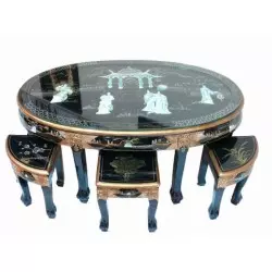 Table chinoisede salon et 6 tabourets