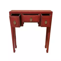 Console chinoise rouge 3 tiroirs