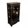 Armoire chinoise laque noire fleurs et oiseaux