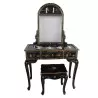 Coiffeuse chinoise laque noire avec miroir et tabouret