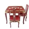 Table chinoise et 2 chaises laque rouge