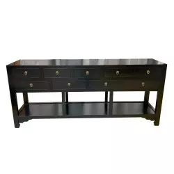 Console chinoise buffet noir 9 tiroirs