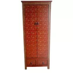 Armoire tibétaine Fleurs rouges