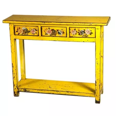 Console tibétaine jaune 110cm