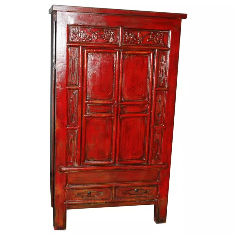 Armoire chinoise rouge antique