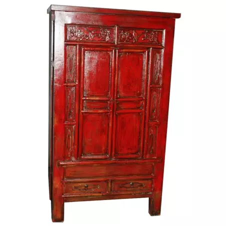 Armoire chinoise rouge antique