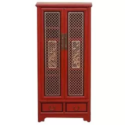 Armoire rouge portes ajourées