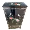 Armoire chinoise laque noire fleurs et oiseaux