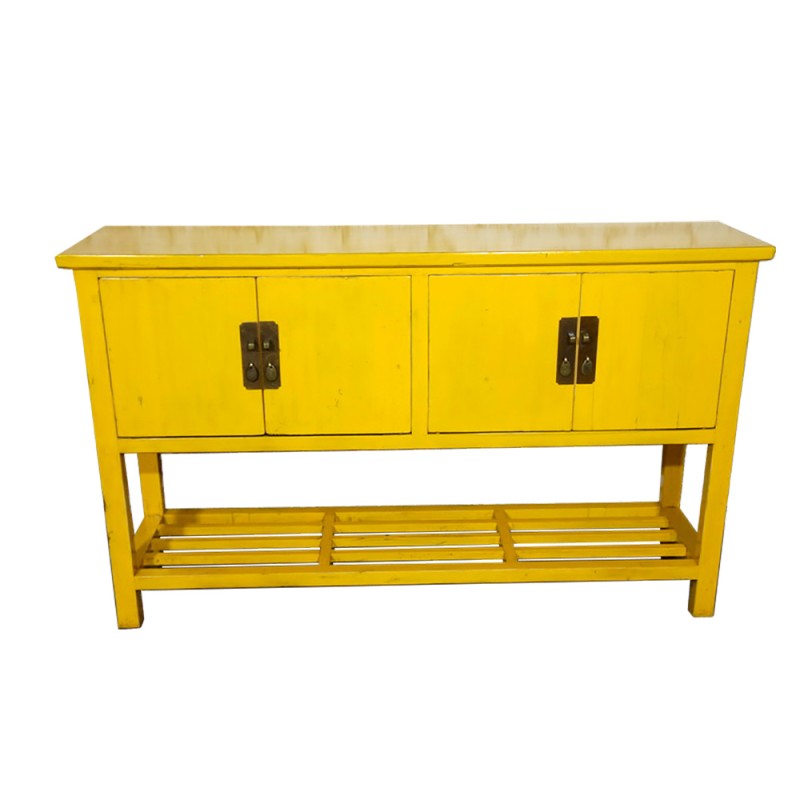 Console chinoise jaune 4 portes