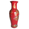 Grand vase chinois rouge peint à la main