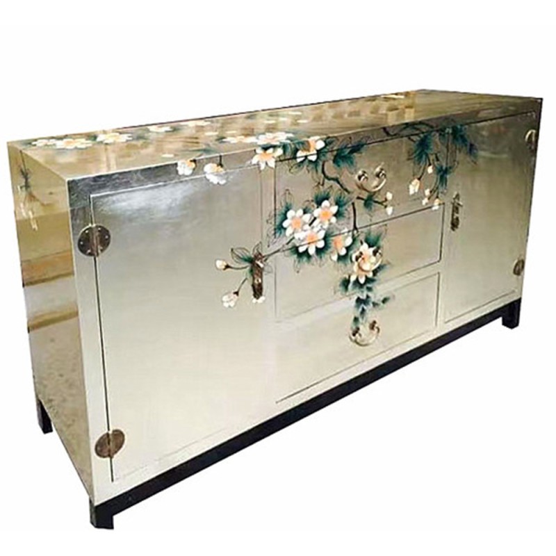 Buffet laqué 2 portes 3 tiroirs 150x40x80