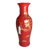 Grand vase chinois rouge incrusté de nacres