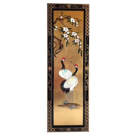 Tableau chinois laqué oiseau grue