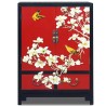 Armoire chinoise laque rouge 2 portes 2 tiroirs 74x36x100