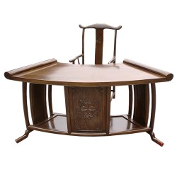 Bureau chinois arrondi L180cm avec fauteuil