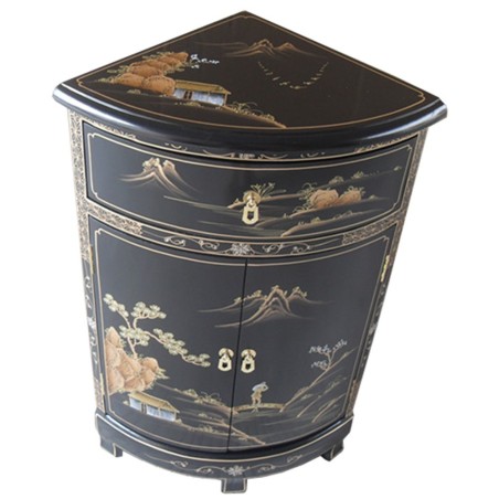 Meuble d'angle laqué chinois 2 portes 33x33x71cm