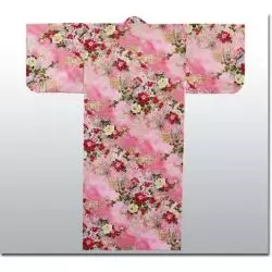 Kimono japonais fleur rose coton 