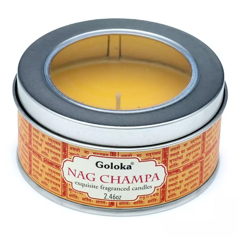 Bougie à la cire de soja dans boîte en étain Goloka - Nag Champa