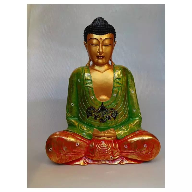 Bouddha sculpté et peint