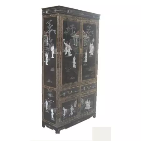 Armoire vaissellier noir incrusté