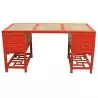 Bureau chinois rouge plateau marbre