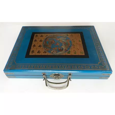 Jeux mah-jong en coffret bleu