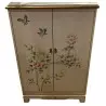 Armoire chinoise blanche fleurs et oiseaux