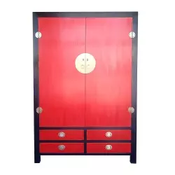 Armoire chinoise rouge et noire