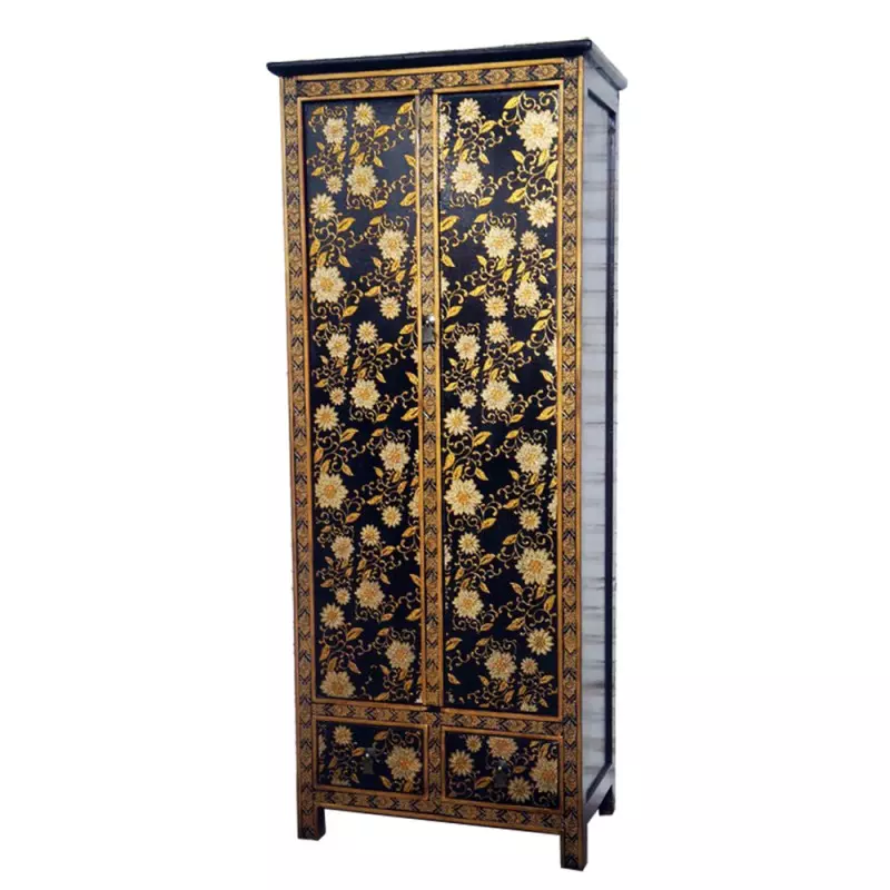 Armoire tibétaine design peinture noire