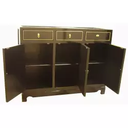 Buffet chinois laque noire avec incrustations